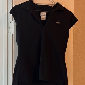 Lacoste Women's Black Collared Tank Top